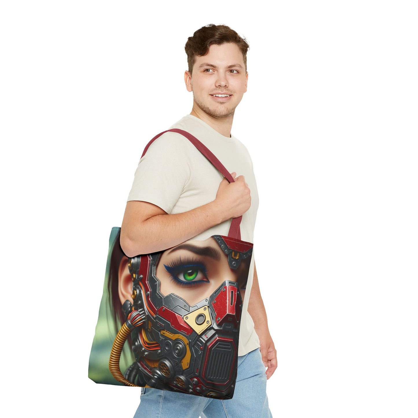 Futuristic Cybernetic Tote Bag, Eco-Friendly Shopper, Tech Enthusiast Gift, Fashionable Carryall, Sci-Fi Lovers Accessory