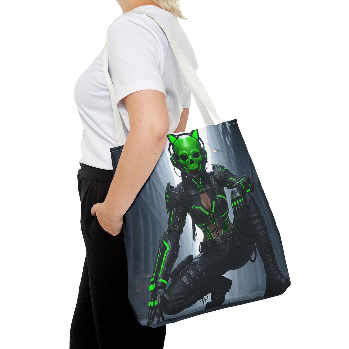 Futuristic Skull Tote Bag - Stylish Eco-Friendly Shopping Bag, Perfect for Casual Outings, Gifts, and Everyday Use