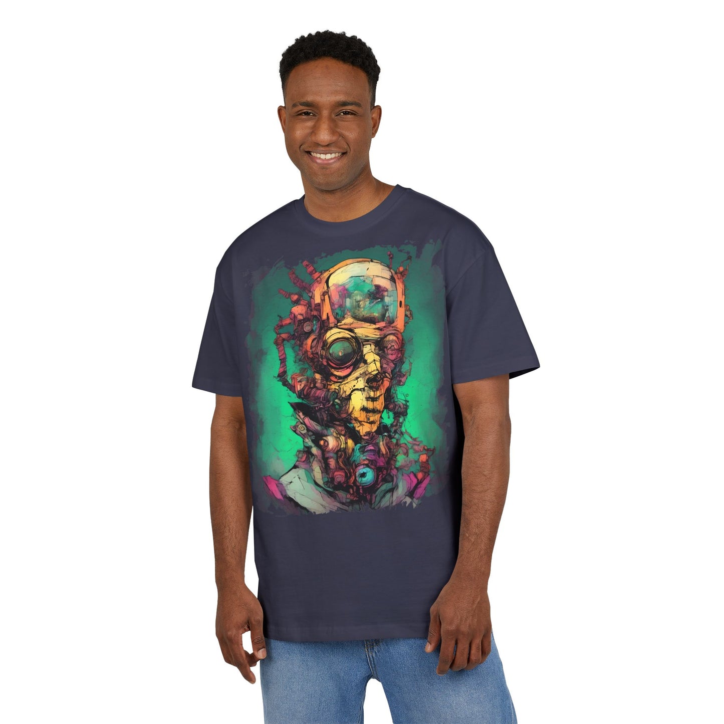 Artistic Oversize Tee Featuring Abstract Portrait, Unisex T-Shirt, Cool Graphic Tee, Streetwear Style, Unique Gifts for Art Lovers
