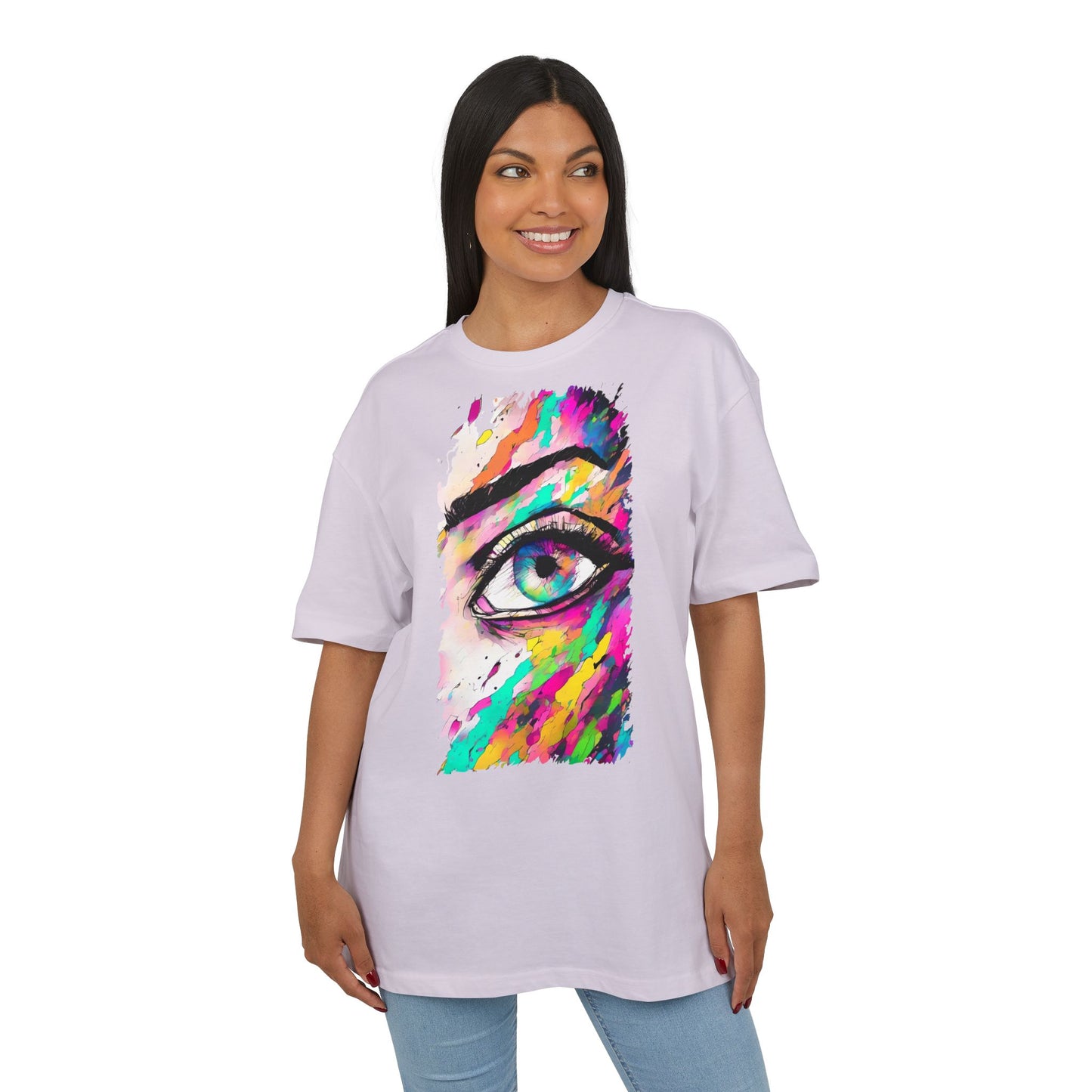 Colorful Eye Graphic Unisex Heavy Oversize Tee, Artistic T-Shirt, Casual Wear, Gift for Art Lovers, Streetwear Trends, Vibrant Style