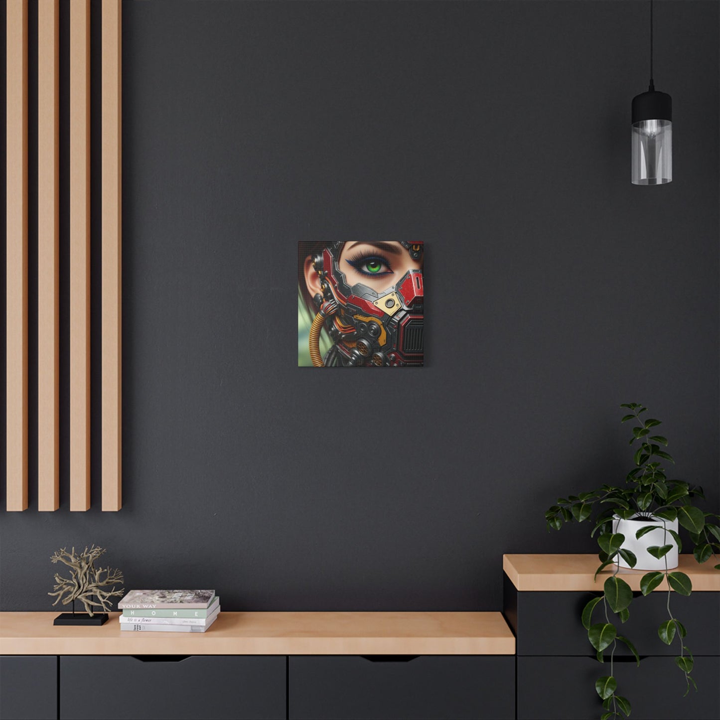 Stretched Canvas Art Print, Futuristic Wall Decor, Cyberpunk Artwork, Modern Home Decor, Unique Gift for Tech Lovers