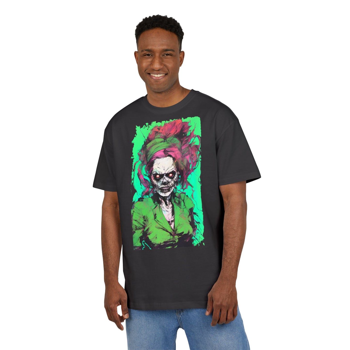 Vibrant Skull Art Oversize Tee, Unisex Graphic Tee, Edgy Streetwear Shirt, Perfect for Halloween, Gift for Art Lovers, Casual Comfort