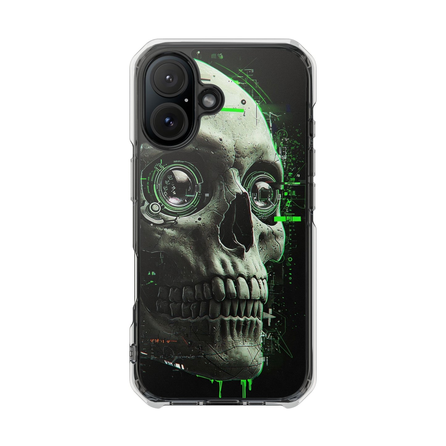 Gothic Skull Phone Case, Cyberpunk Design, Clear Impact Protection, Unique Gift for Him, Halloween Accessories, Tech Lover