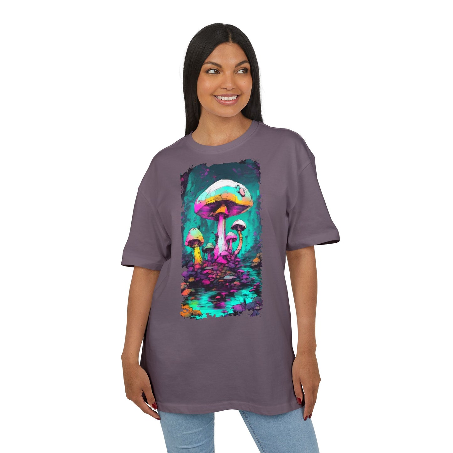 Psychedelic Mushroom Unisex Oversized Tee, Retro Graphic T-Shirt, Festival Wear, Street Style, Unique Gift for Nature Lovers