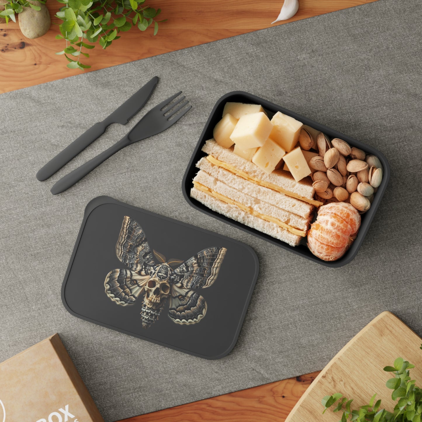 Gothic Butterfly Bento Box, Unique Lunch Container, Skull Art Design, Eco-Friendly Meal Prep, Perfect for Goth Aesthetics, Halloween Gifts