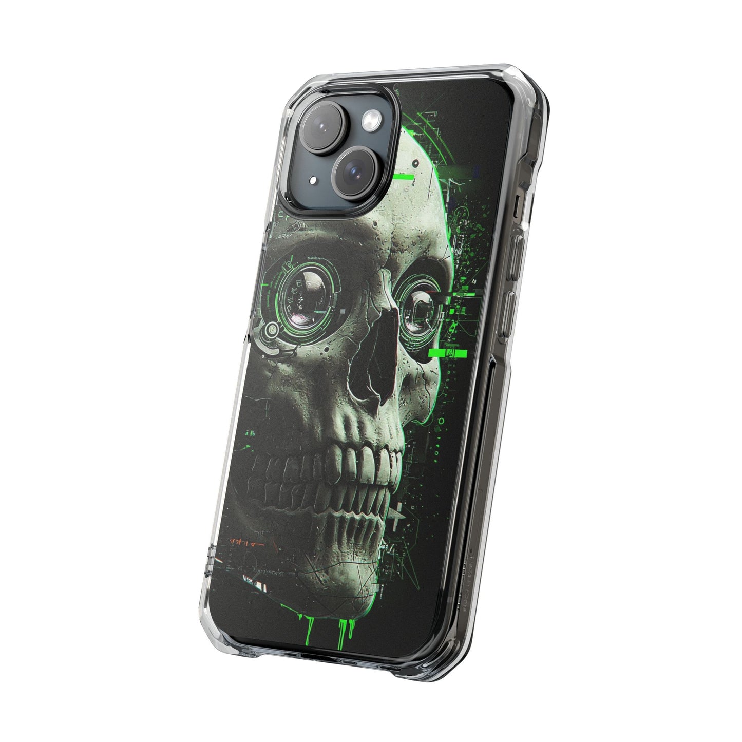 Gothic Skull Phone Case, Cyberpunk Design, Clear Impact Protection, Unique Gift for Him, Halloween Accessories, Tech Lover