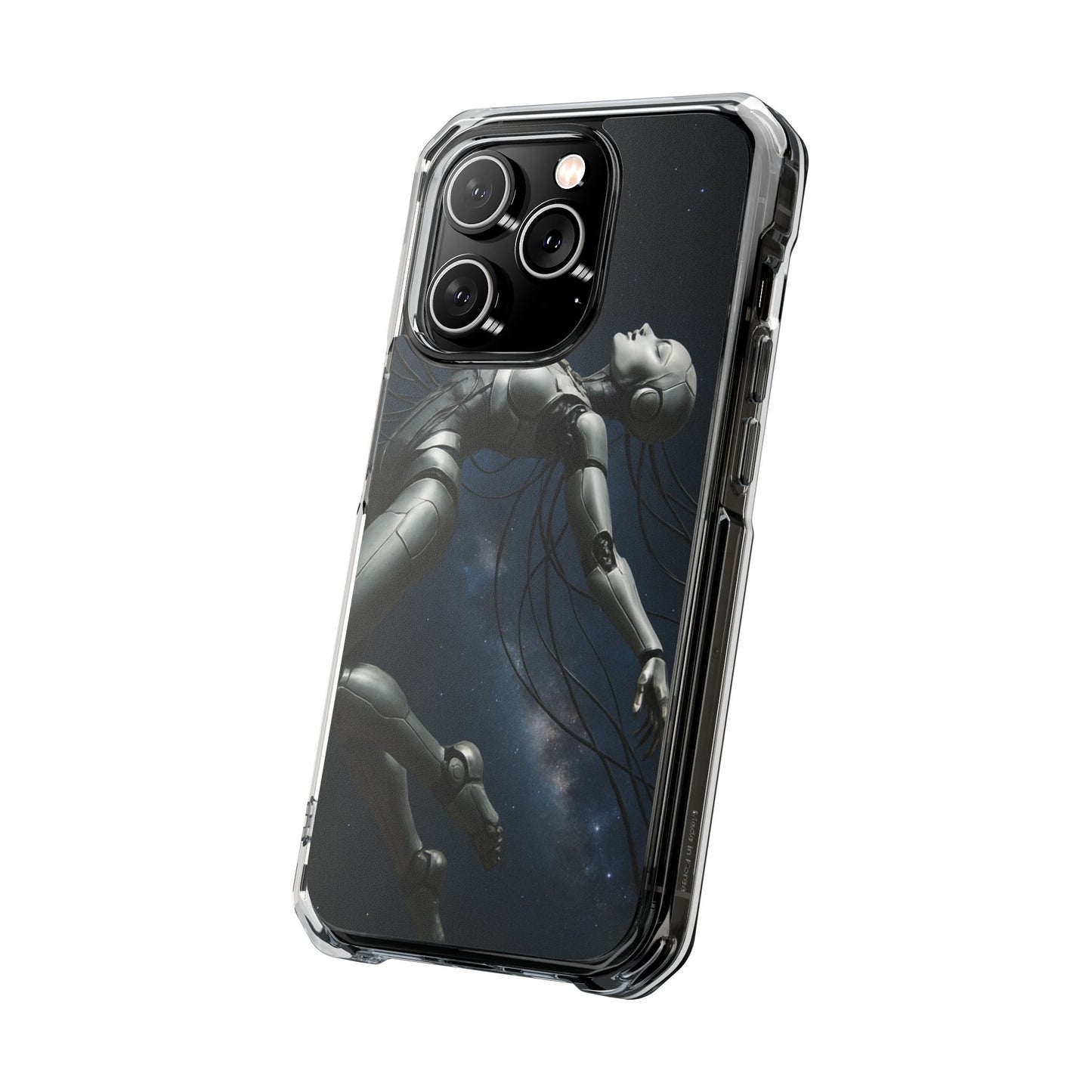 Futuristic Phone Case, Artistic Clear Impact Case for Tech Lovers, Robot Design Phone Cover, Unique Gift for Geeks, Space Theme
