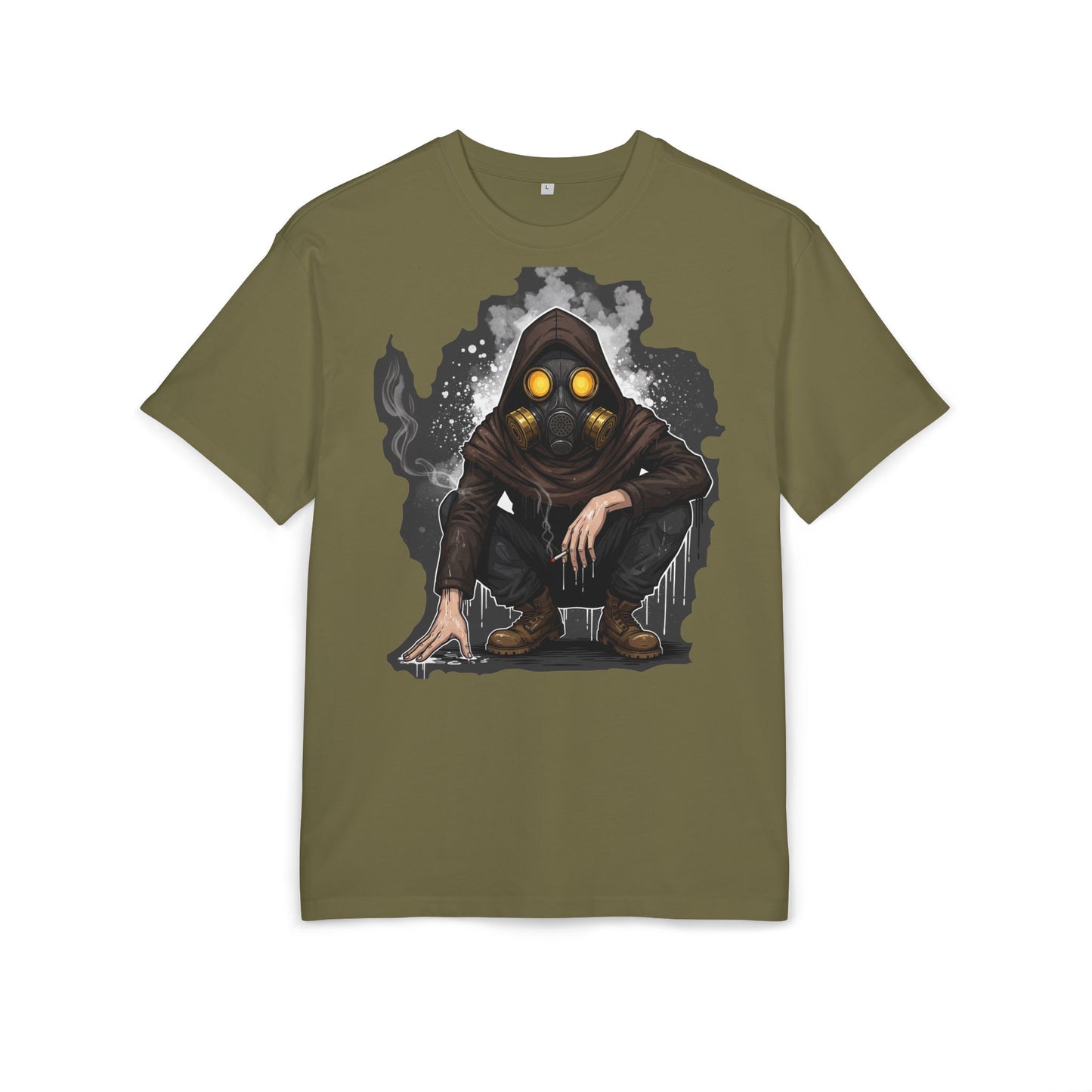 Gothic Gas Mask Unisex Heavy Oversize Tee, Streetwear Graphic Tee, Casual T-Shirt, Halloween Costume Top, Unique Gift Idea