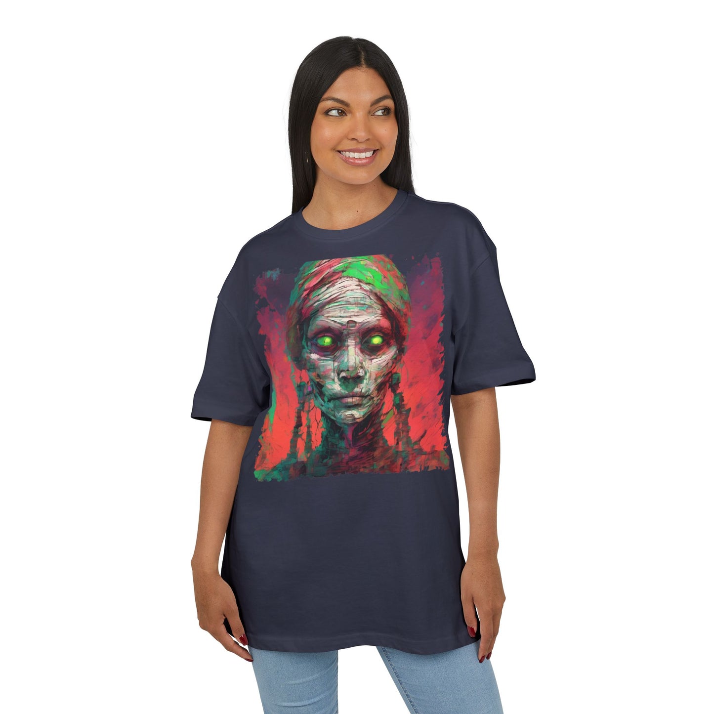 Horror-Inspired Unisex Oversize Tee, Spooky Graphic Shirt, Halloween Outfit, Unique Art Tee, Ghoulish Casual Wear, Perfect for Parties