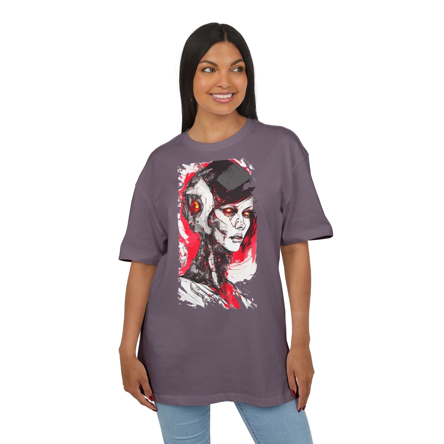 Cyberpunk-Inspired Unisex Heavy Oversize Tee | Graphic Tee, Streetwear, Gift for Gamers, Unique Fashion, Modern Art Apparel