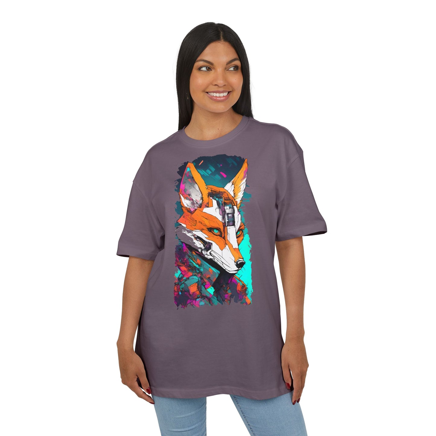 Futuristic Fox Design Unisex Oversize Tee, Graphic Tee, Cool T-Shirt, Unique Gift, Casual Wear