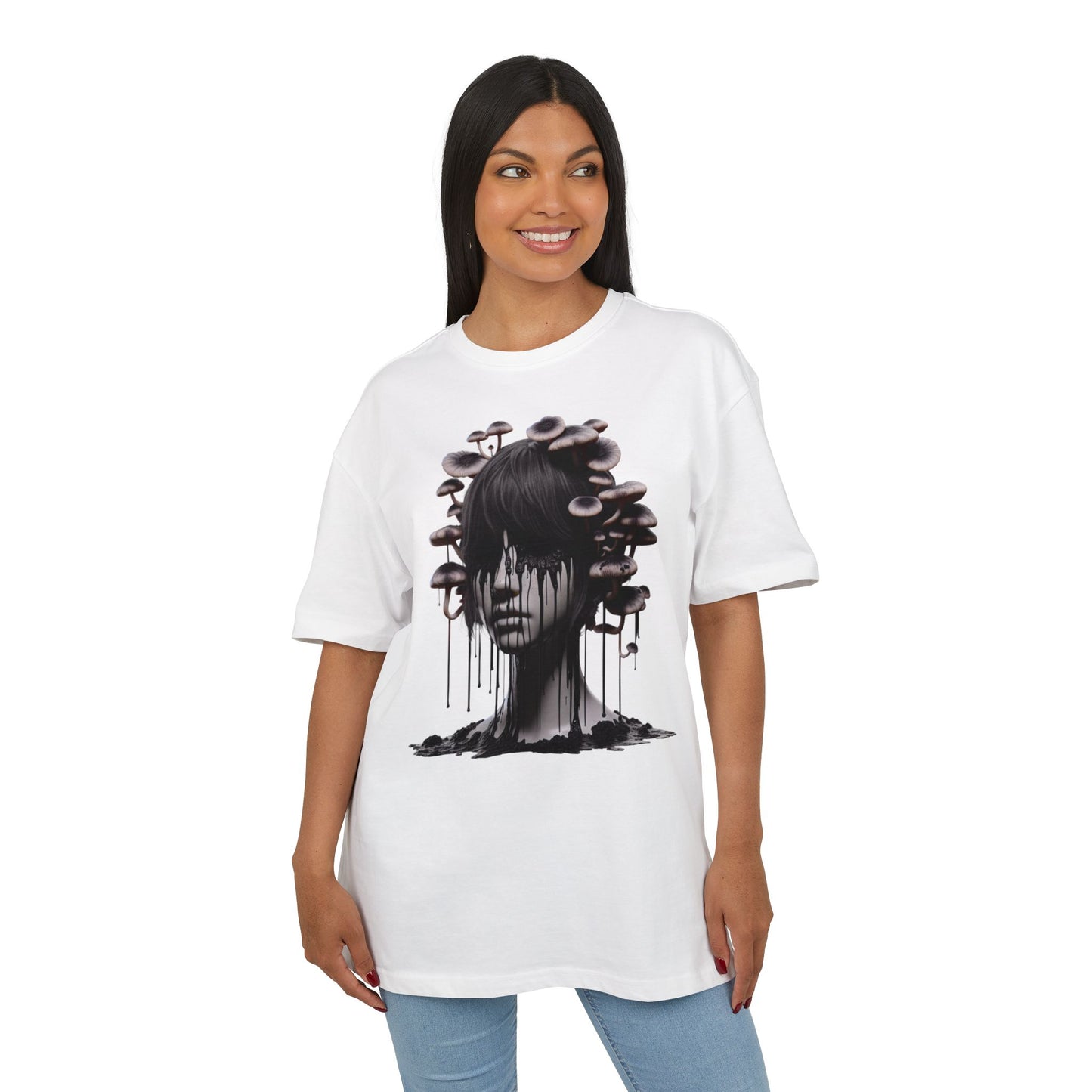 Mystical Mushroom Graphic Unisex Heavy Oversize Tee