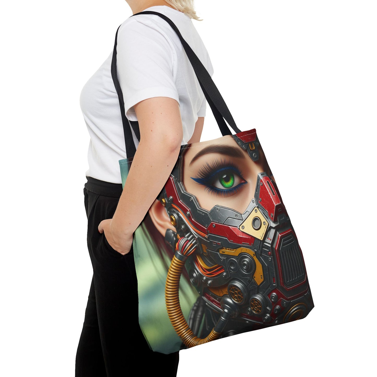 Futuristic Cybernetic Tote Bag, Eco-Friendly Shopper, Tech Enthusiast Gift, Fashionable Carryall, Sci-Fi Lovers Accessory