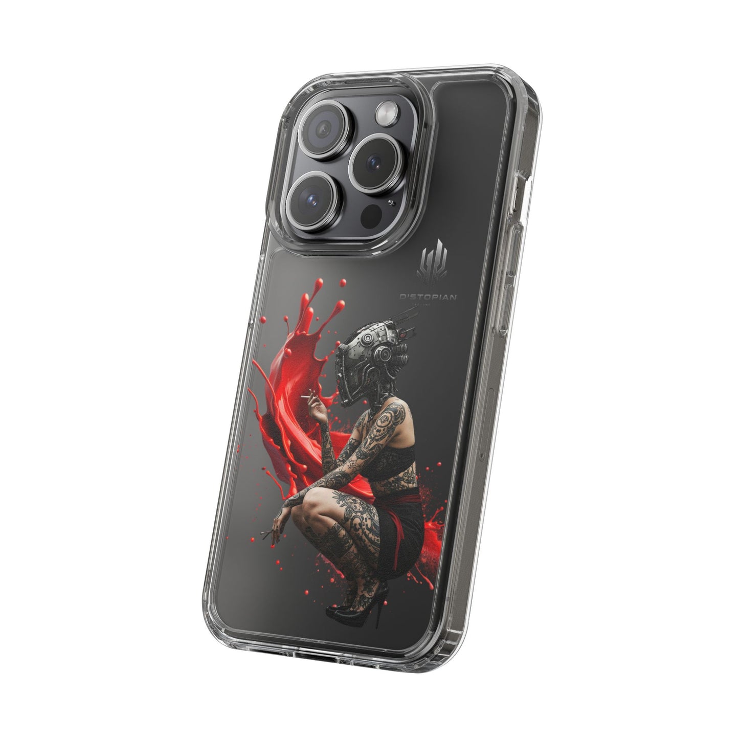 Dystopian Art Clear Phone Case - Futuristic Style with Bold Design