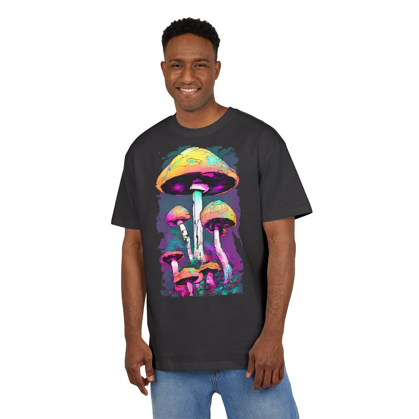 Trippy Mushroom Unisex Oversize Tee | Psychedelic Art Shirt, Retro Graphic Tee, Festival Wear, Gift for Nature Lovers, Streetwear