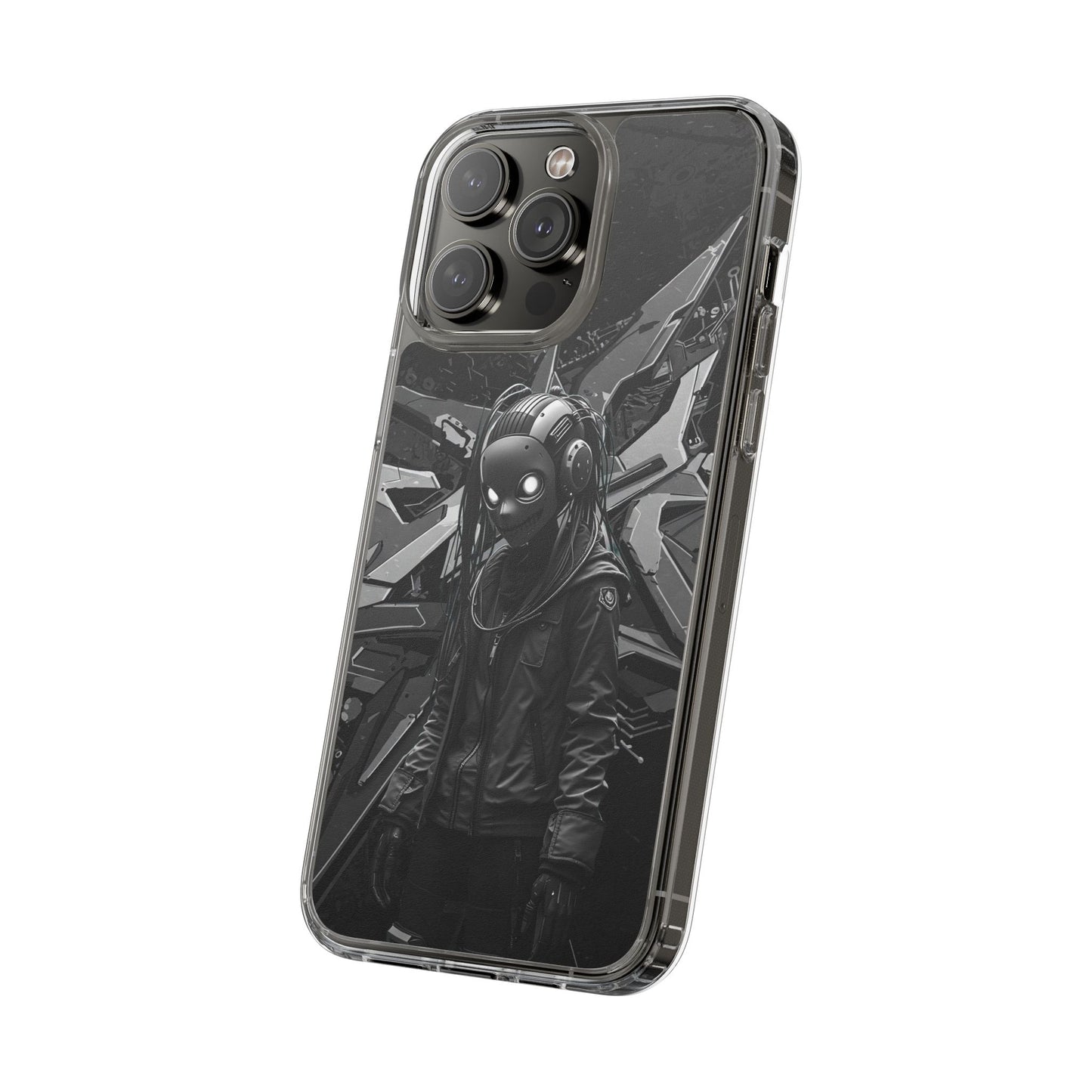 Anime-Inspired Clear Phone Case - Edgy Streetwear Style