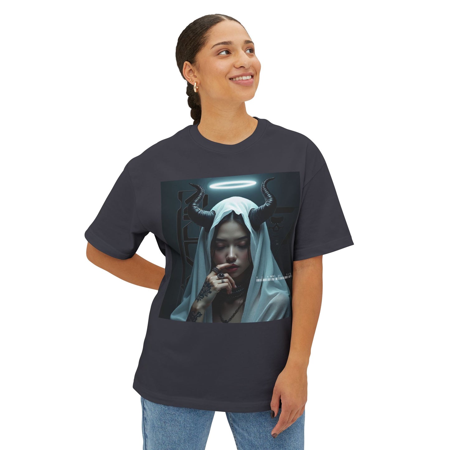 Gothic Inspired Oversized Tee - Perfect for Halloween, Music Festivals, Casual Wear, Alternative Fashion, Unique Gift Ideas