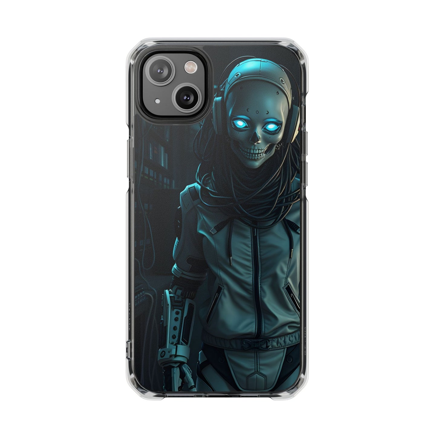 Futuristic Robot Phone Case, Magnetic Clear Impact Case, Unique Gift for Tech Lovers, Protective Smartphone Accessory, Cyberpunk Style