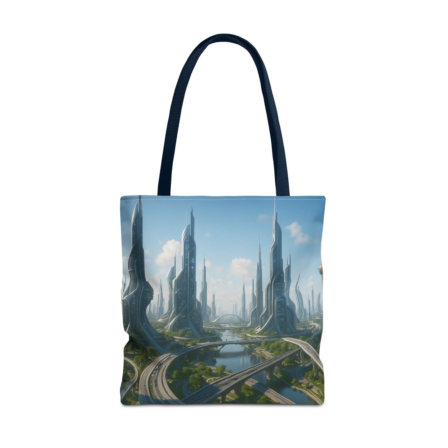 Futuristic Cityscape Tote Bag, Eco-Friendly Bag, Art Print Tote, Unique Shoulder Bag, Travel Tote, Stylish Shopping Bag, Gift for Her
