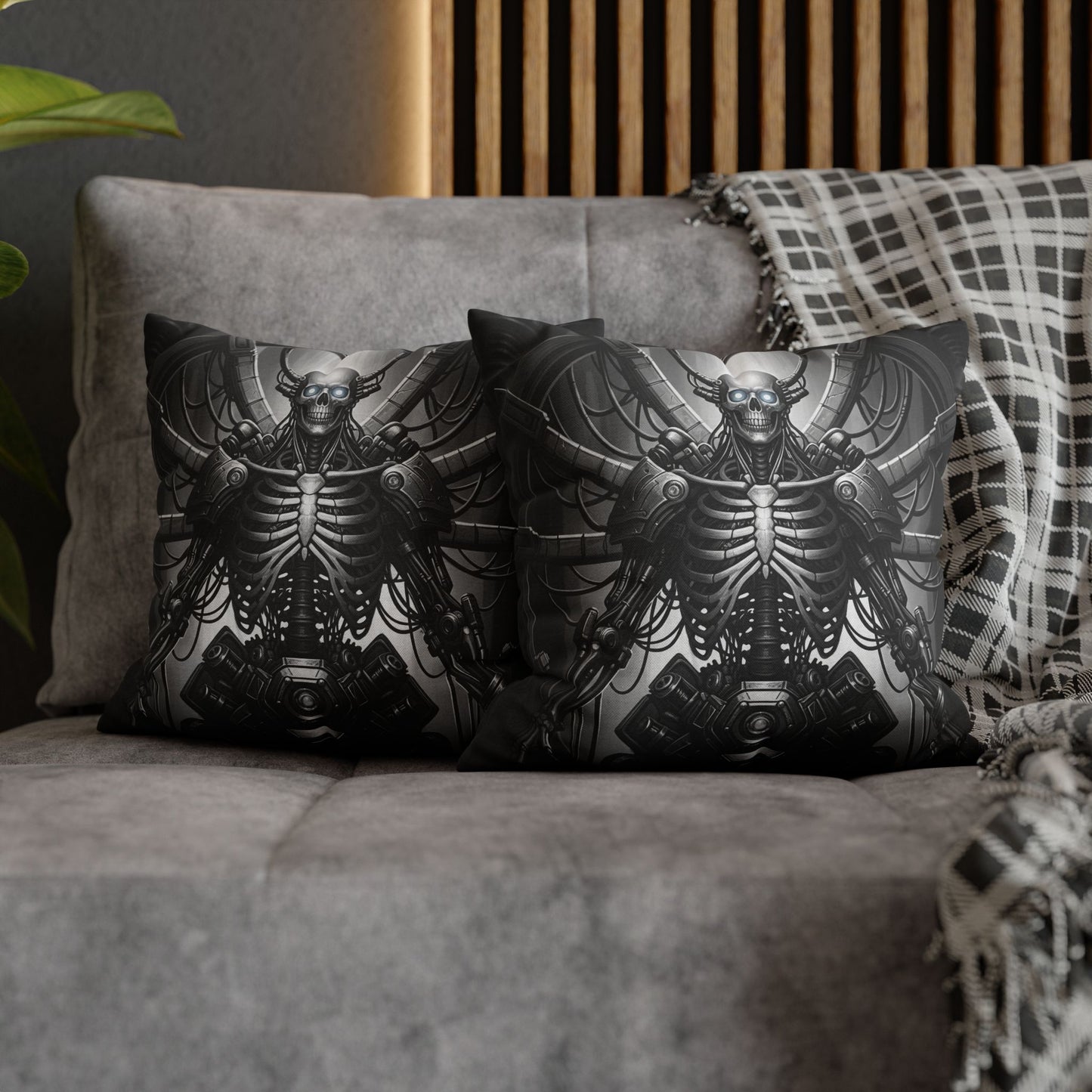 Gothic Skeleton Pillowcase - Dark Decor for Halloween, Bohemian Home, Gothic Style, Sofa Cushion, Unique Gift