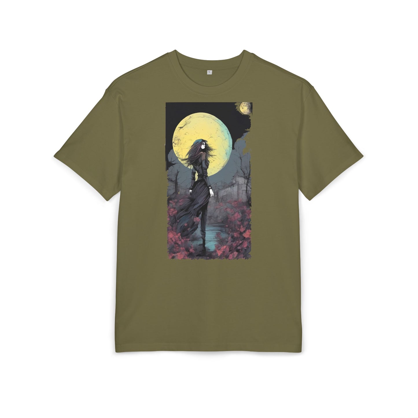 Moonlit Witch Oversize Tee, Cozy Casual Wear, Halloween Outfit, Gothic Style, Gift for Her, Everyday Fashion