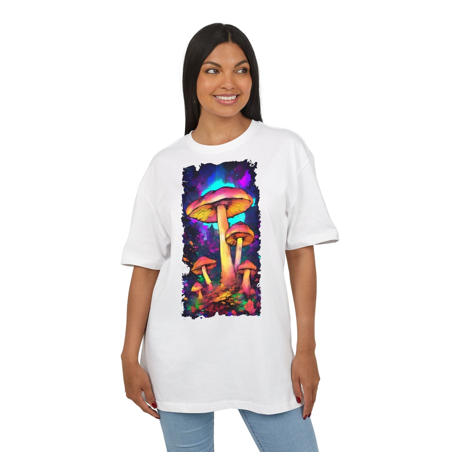 Psychedelic Mushroom Oversize Tee, Unisex Graphic Tee, Casual Summer Shirt, Gift for Nature Lovers, Festival Fashion