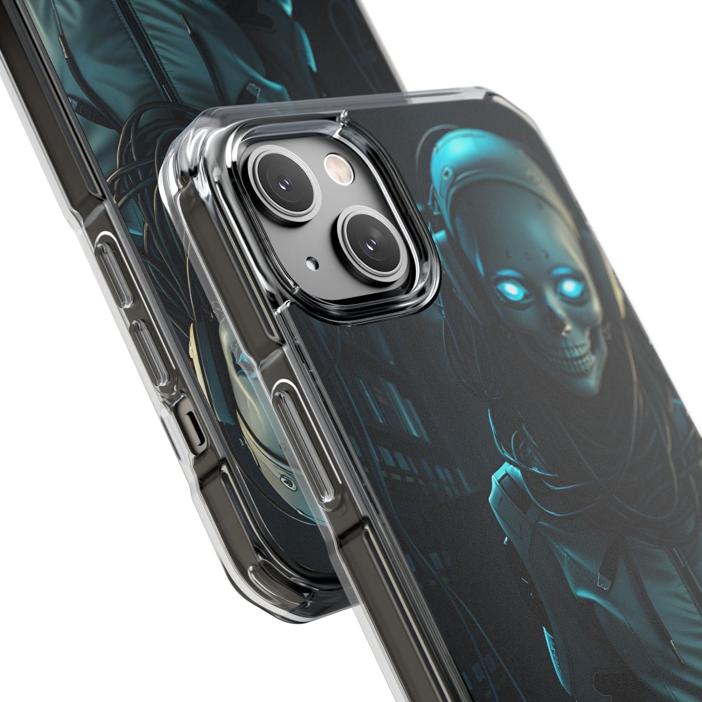 Futuristic Robot Phone Case, Magnetic Clear Impact Case, Unique Gift for Tech Lovers, Protective Smartphone Accessory, Cyberpunk Style