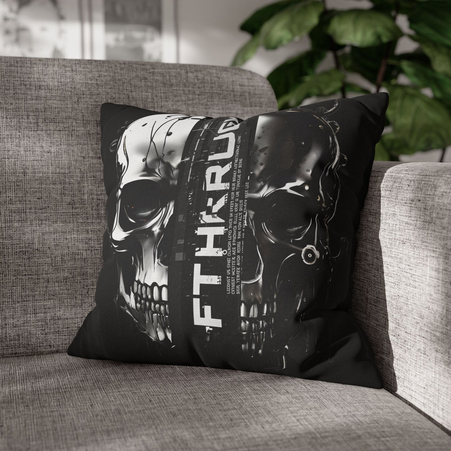 Gothic Skull Pillowcase - Edgy Home Decor, Alternative Gift, Bedroom Accent, Halloween Decor, Boho Pillow Cover