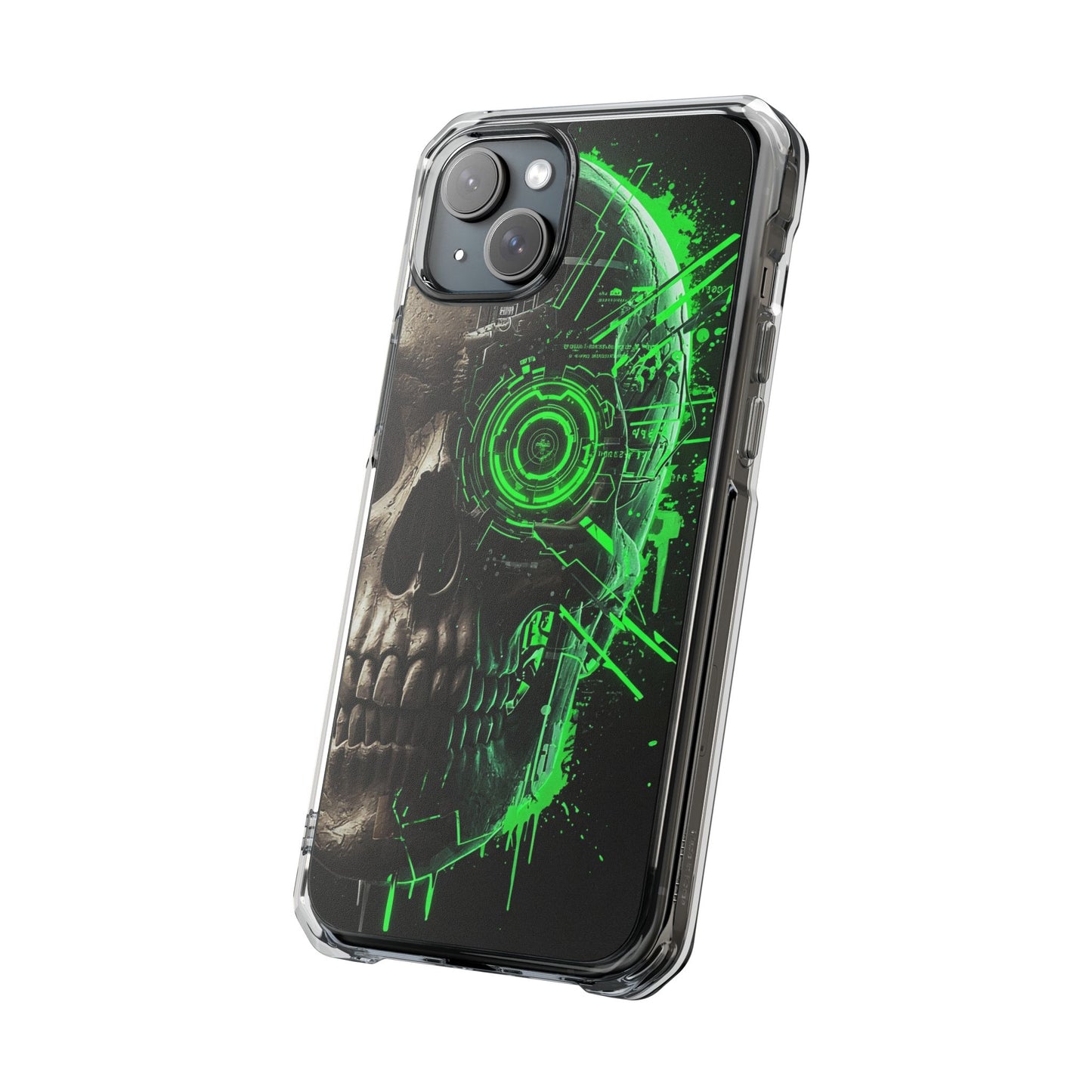 Skull Graphic Phone Case - Magnetic Clear Impact Cases, Skull Design, Unique Phone Protection, Edgy Gift for Tech Lovers