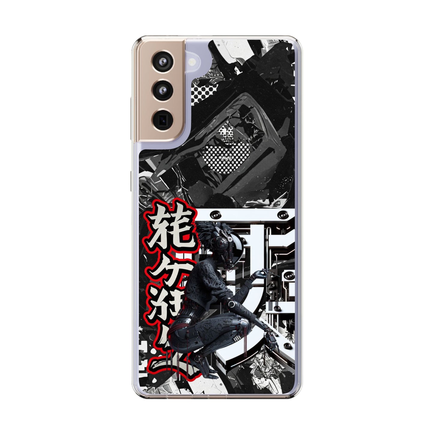 Clear Phone Case with Stylish Graphic Design for Tech Enthusiasts