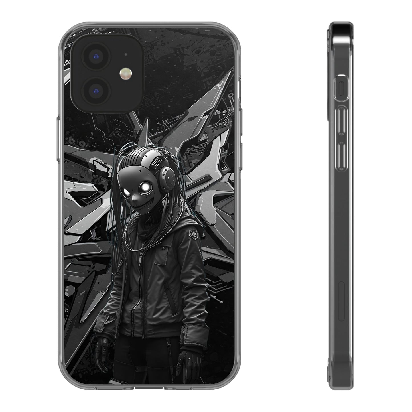 Anime-Inspired Clear Phone Case - Edgy Streetwear Style