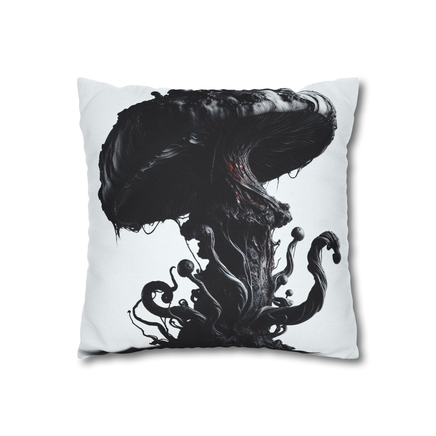 Gothic Mushroom Pillowcase | Dark Art Decor, Home Accent, Unique Gift, Black and White Throw Pillow, Living Room Decor