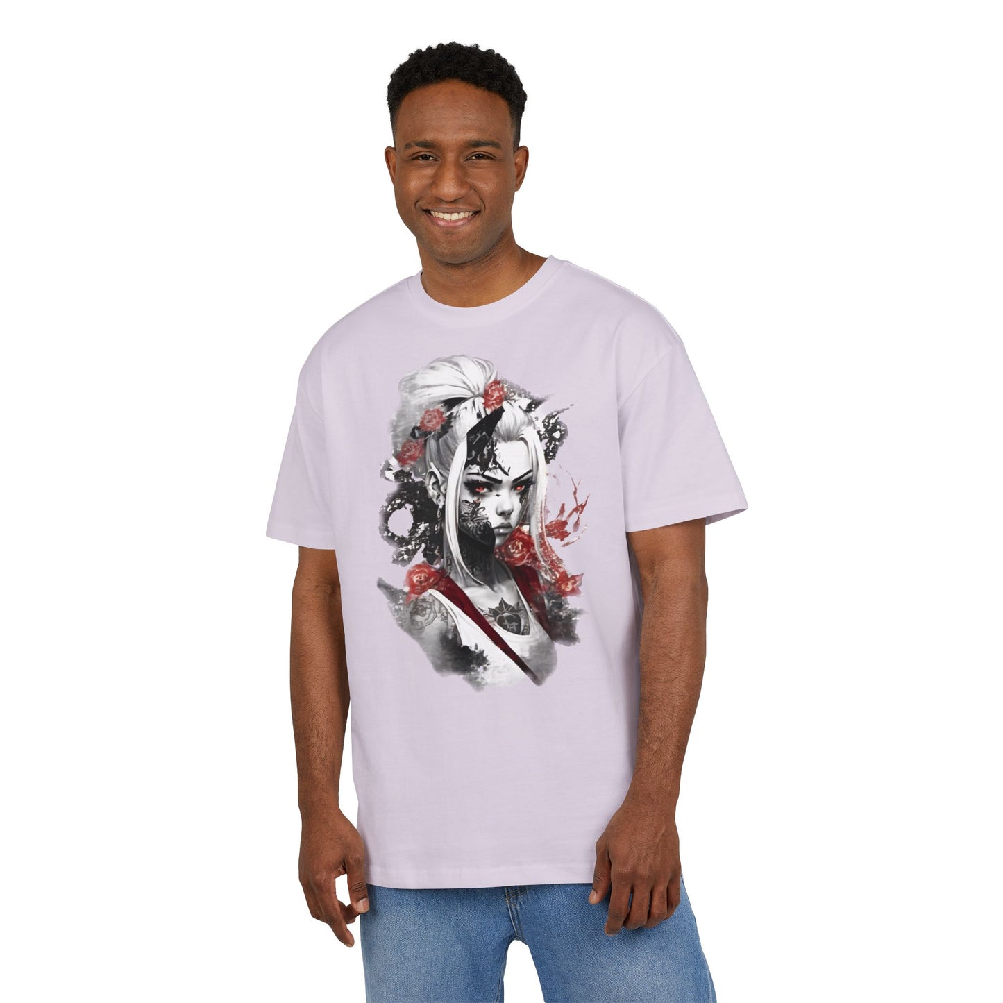 Artistic Unisex Heavy Oversize Tee - Bold Floral Graphics