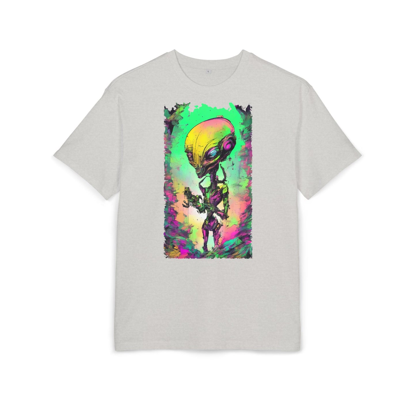 Cosmic Alien Art Tee - Unisex Heavy Oversize Tee, Retro Space Vibe Shirt, Gift for Sci-Fi Lovers, Casual Wear, Unique Graphic T-Shirt
