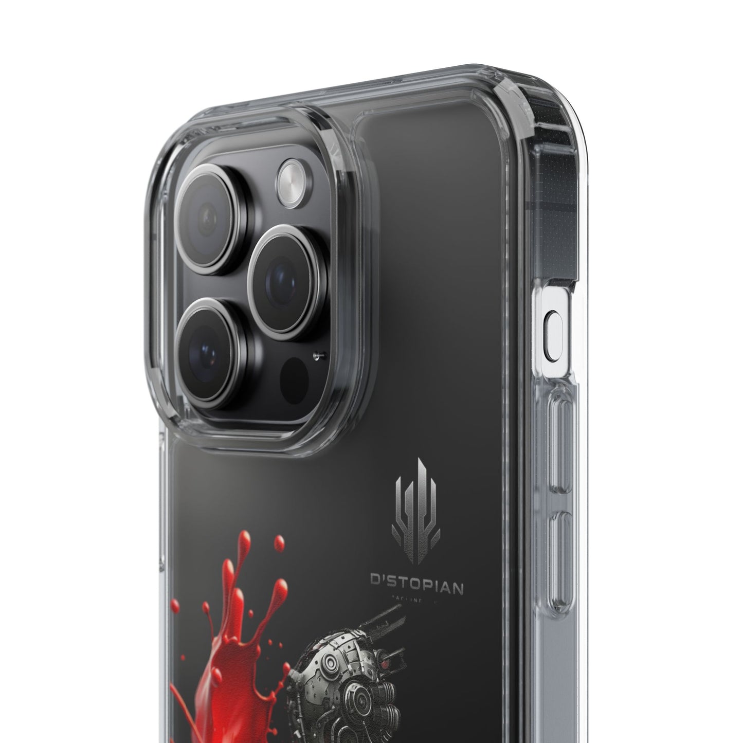 Dystopian Art Clear Phone Case - Futuristic Style with Bold Design