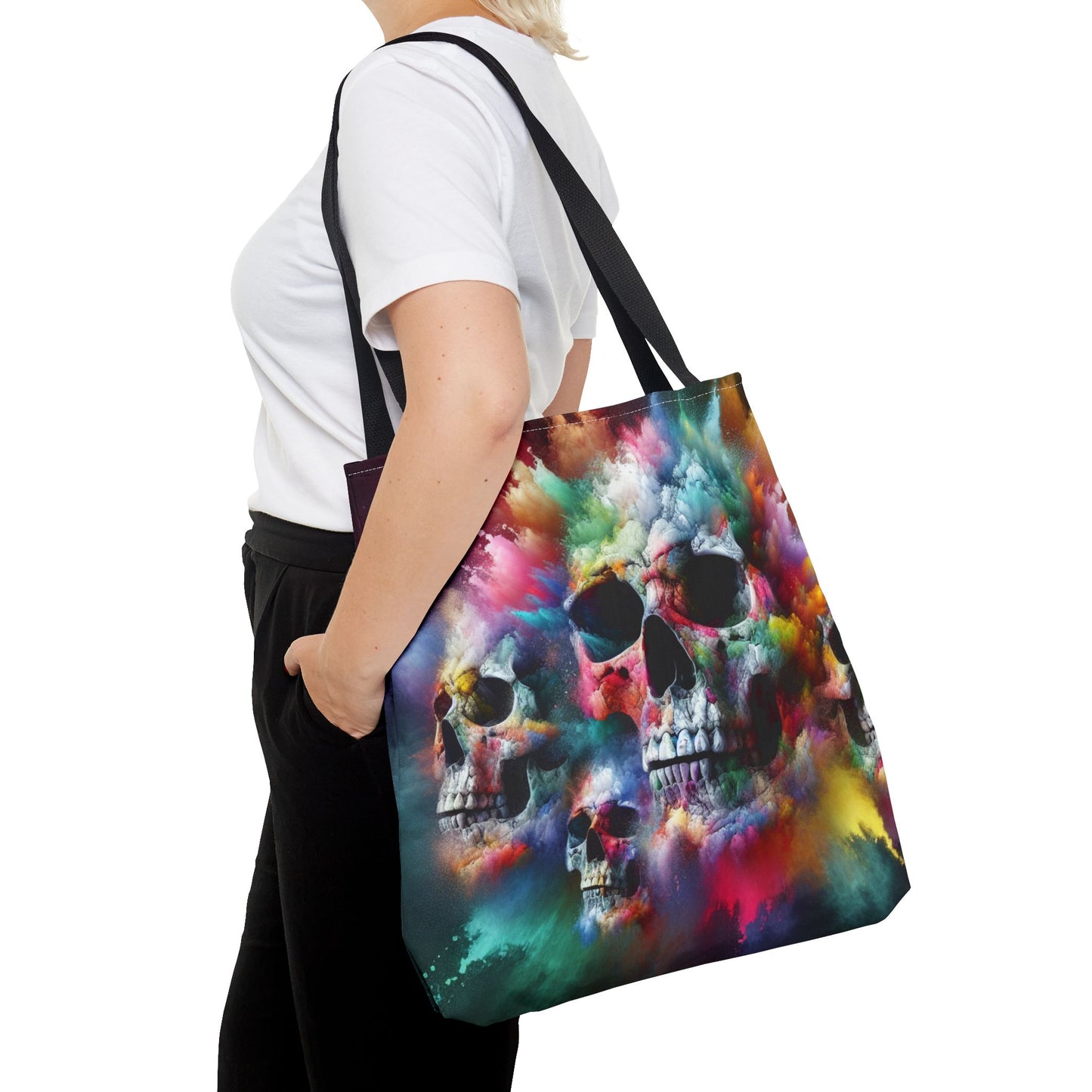 Colorful Skull Tote Bag - Artistic AOP Design, Perfect for Festivals, Everyday Use, Gift for Art Lovers, Boho Vibes