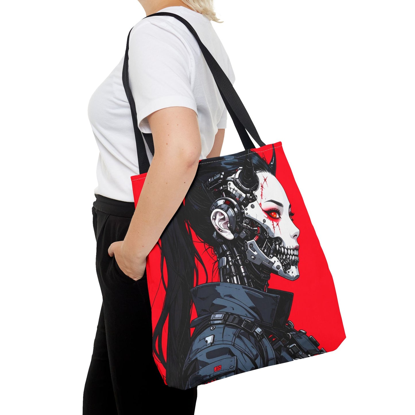 Edgy Graphic Tote Bag, Cyberpunk Artwork, Fashionable Tote, Unique Gift, Eco-Friendly Bag, Everyday Use