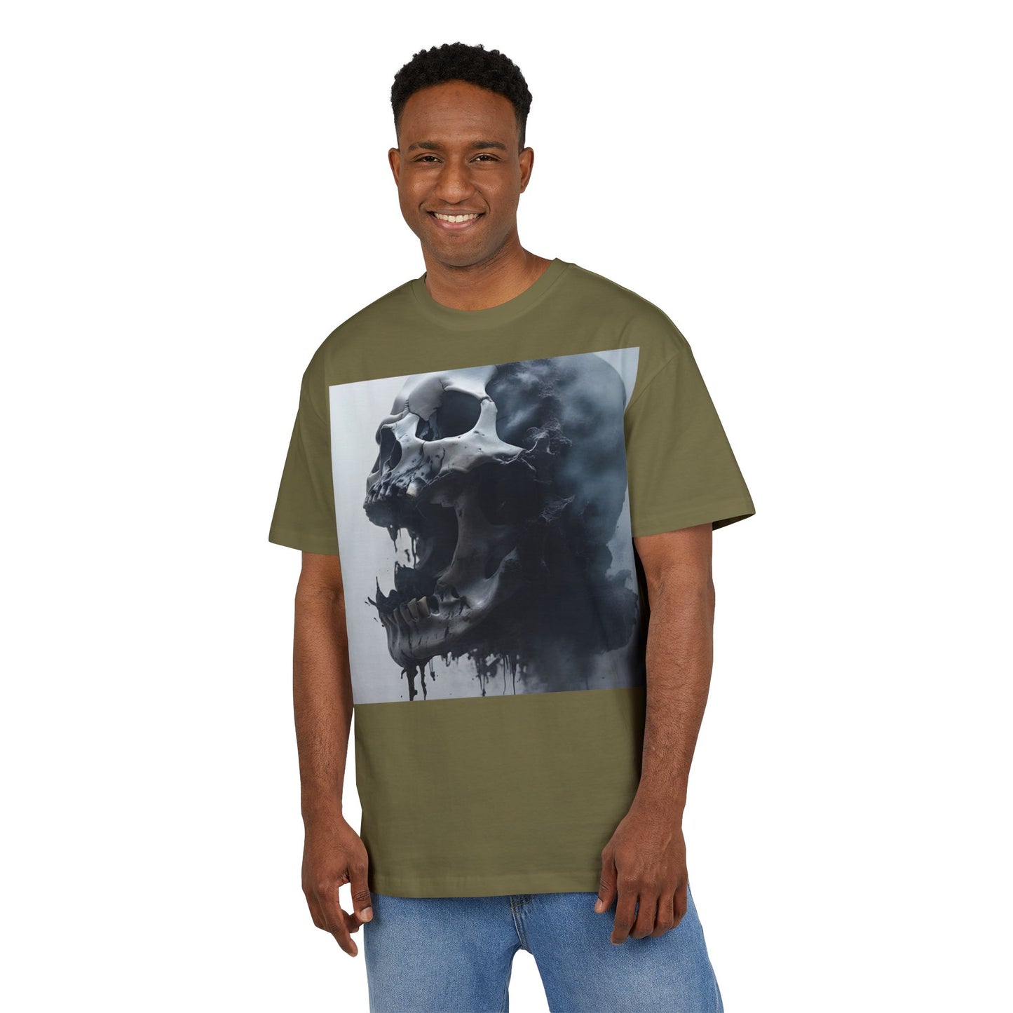 Gothic Skull Oversized Tee | Unisex, Grunge Fashion, Halloween Shirt, Dark Aesthetic, Casual Wear