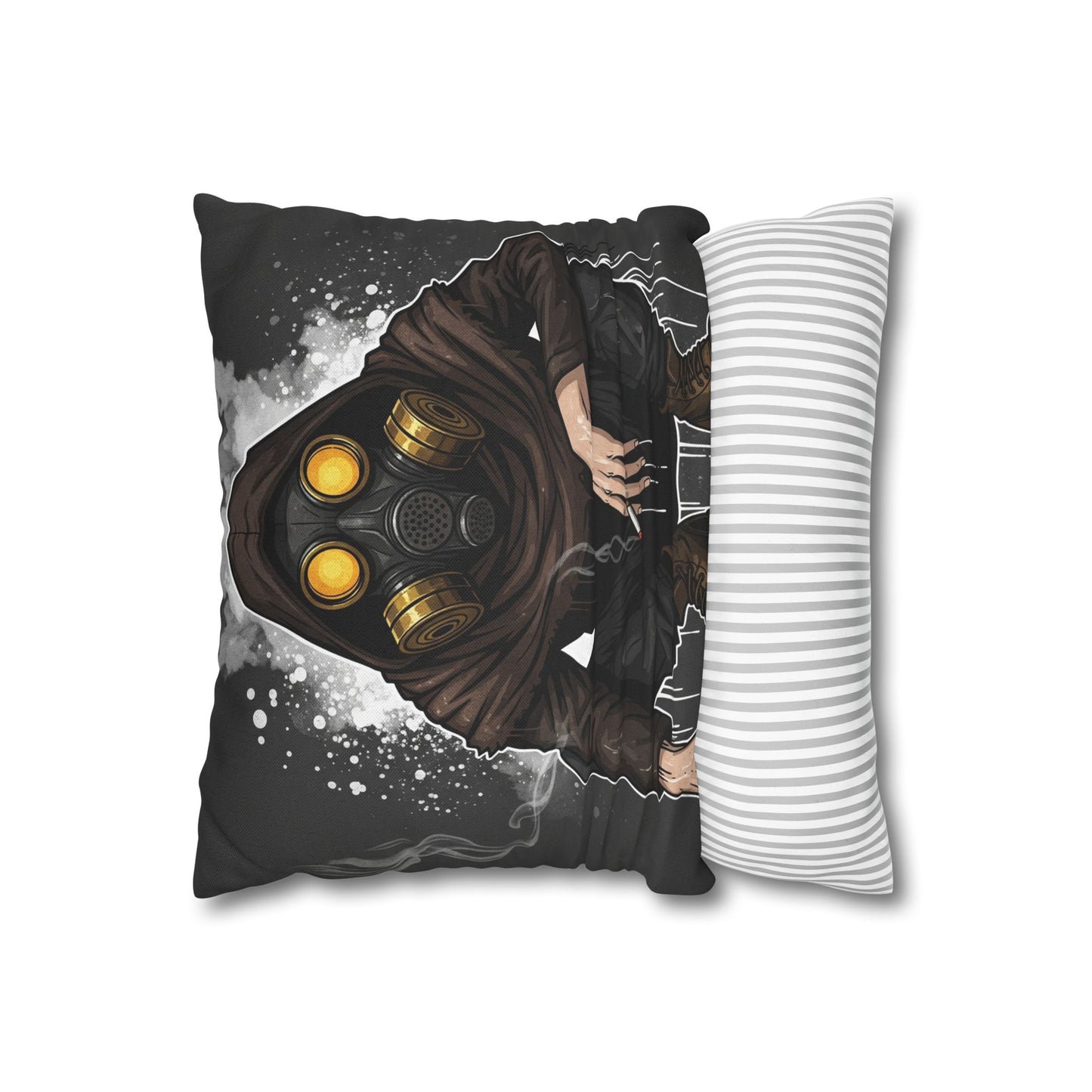 Gothic Gas Mask Pillowcase - Unique Home Decor, Edgy Throw Pillow, Gifts for Sci-Fi Fans, Alternative Room Style, Men’s Bedroom Decor