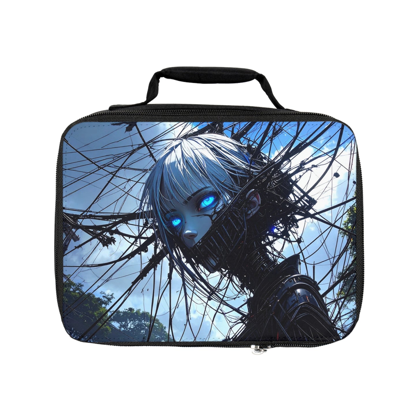 Futuristic Lunch Bag with Cyberpunk Design, Insulated Lunch Tote, Eco-Friendly Meal Carrier, School Bag, Anime Style Lunchbox