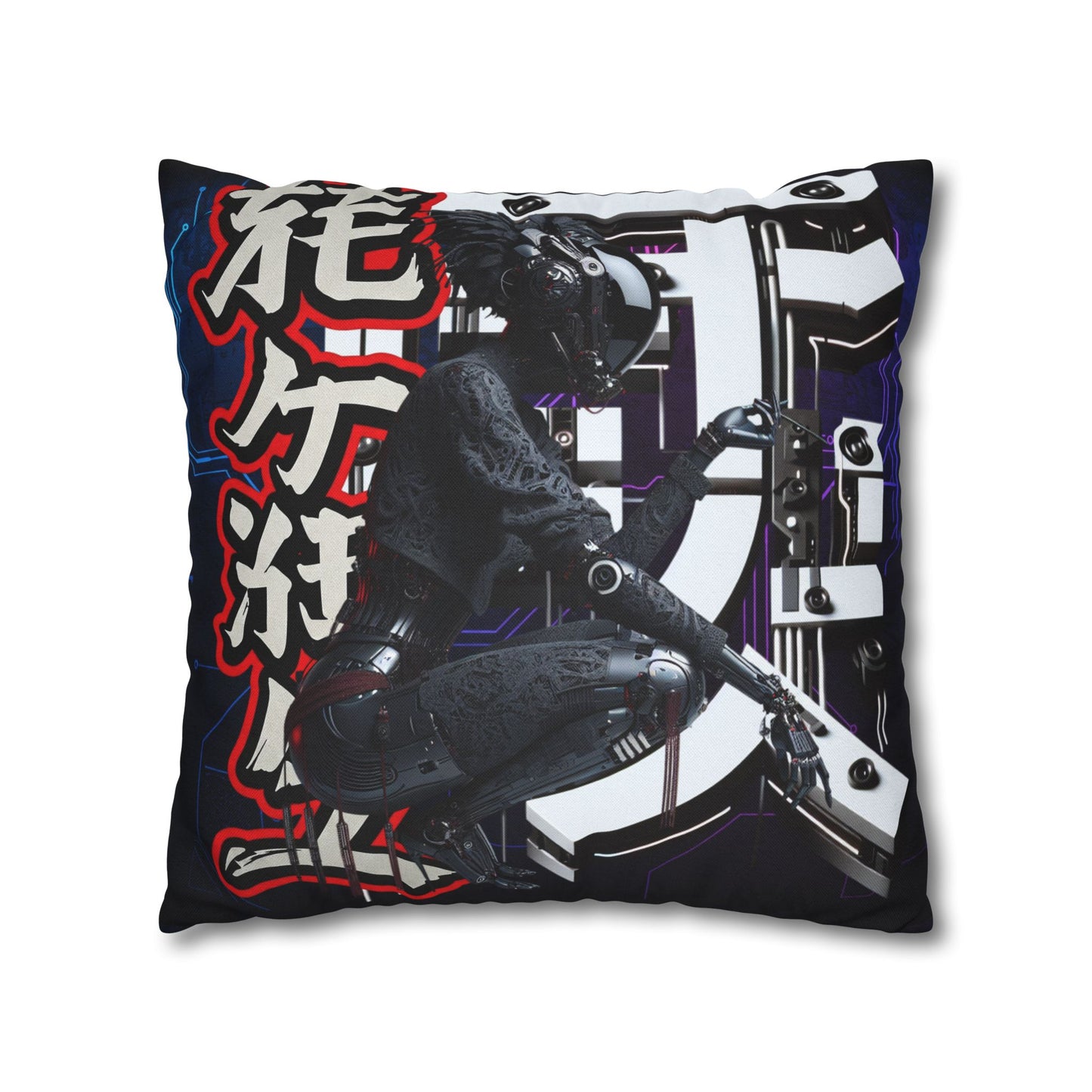 Futuristic Robot Art Square Pillowcase - Unique Home Decor for Tech Lovers