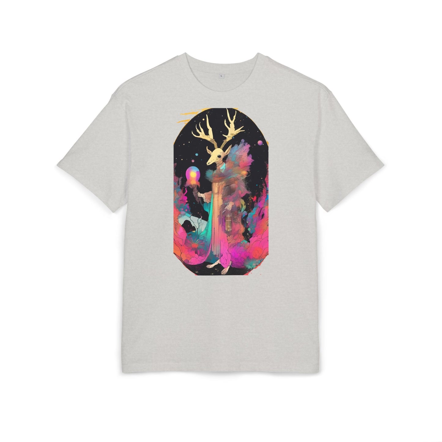 Cosmic Stag Unisex Oversize Tee | Bohemian Vibe T-Shirt, Fantasy Apparel, Unique Gift, Art-Inspired Fashion, Summer Style