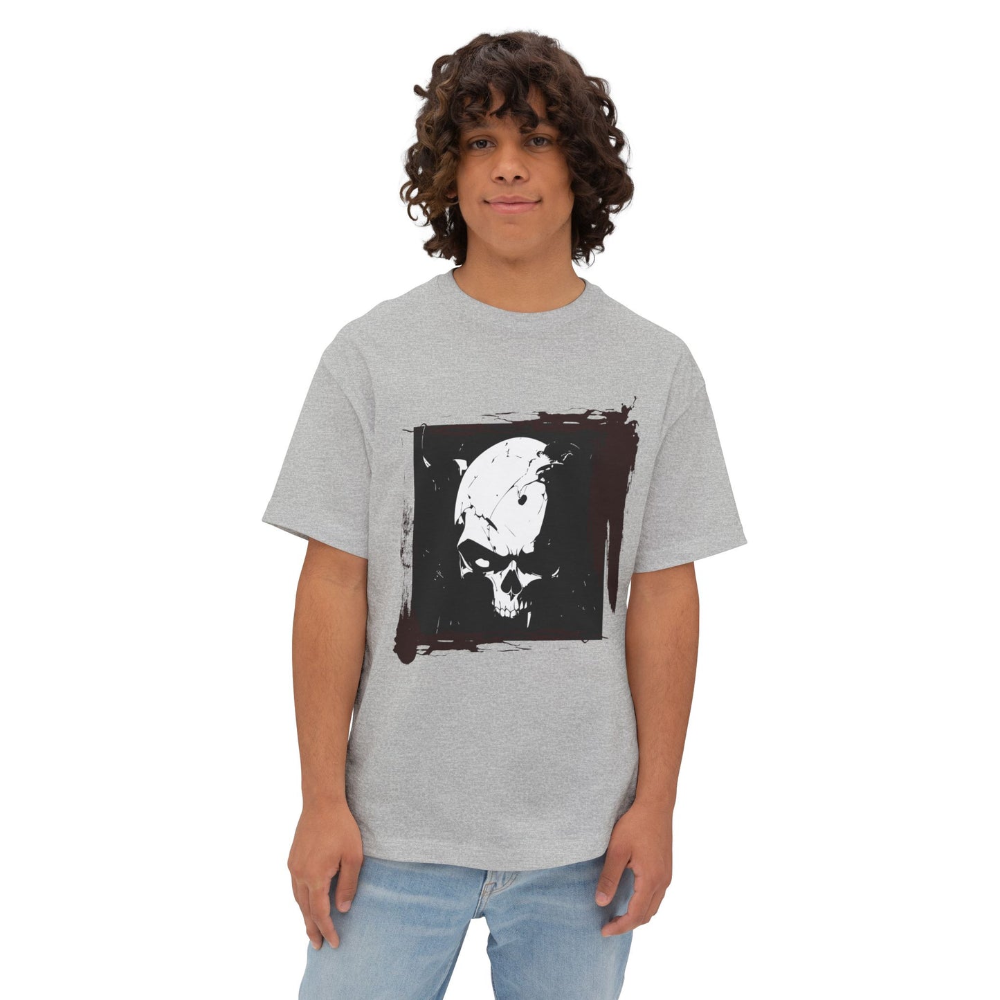 Edgy Skull Graphic Tee | Unisex Oversized Boxy Tee for Casual Wear, Halloween, Street Style, Gift for Him/Her, Unique Fashion