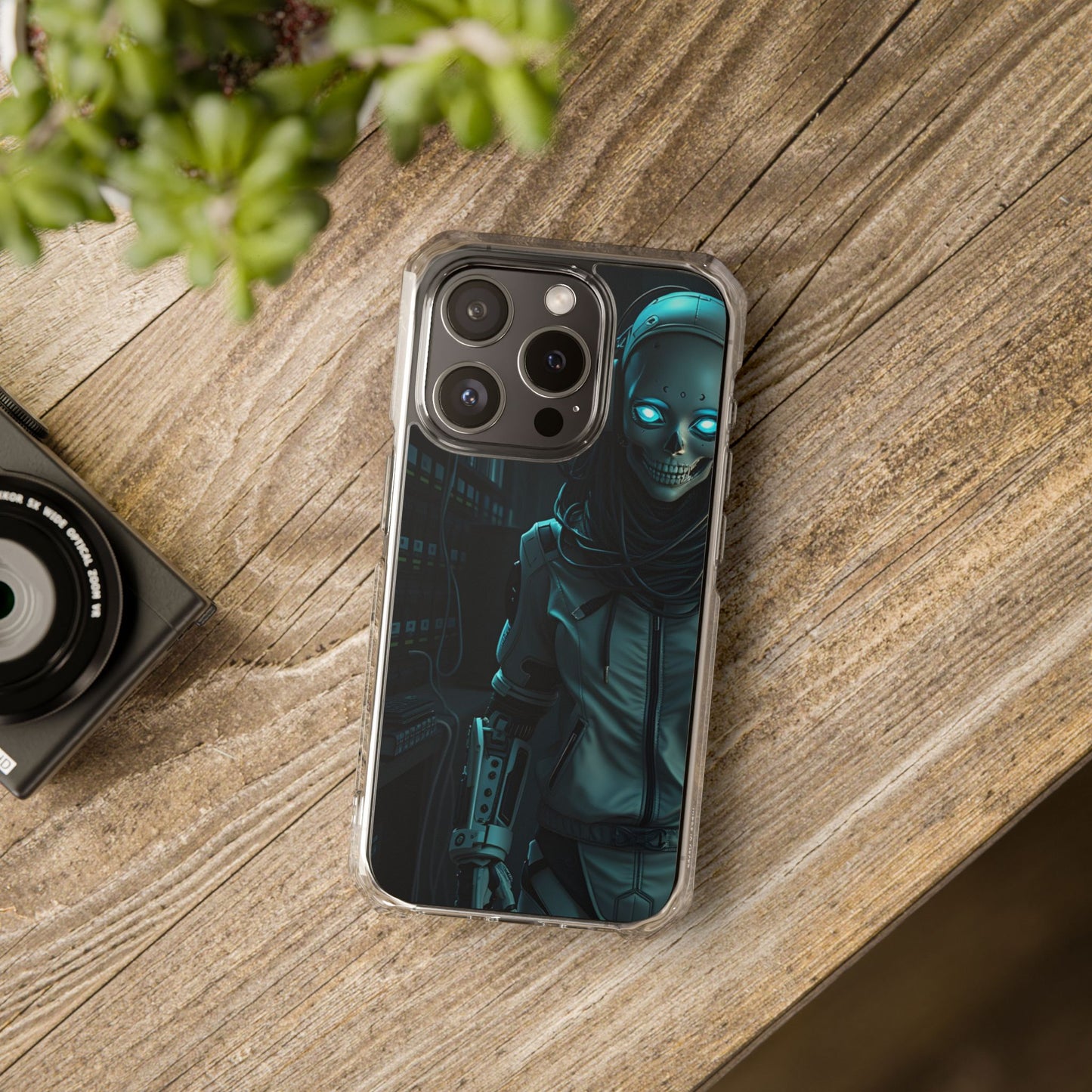 Futuristic Robot Phone Case, Magnetic Clear Impact Case, Unique Gift for Tech Lovers, Protective Smartphone Accessory, Cyberpunk Style