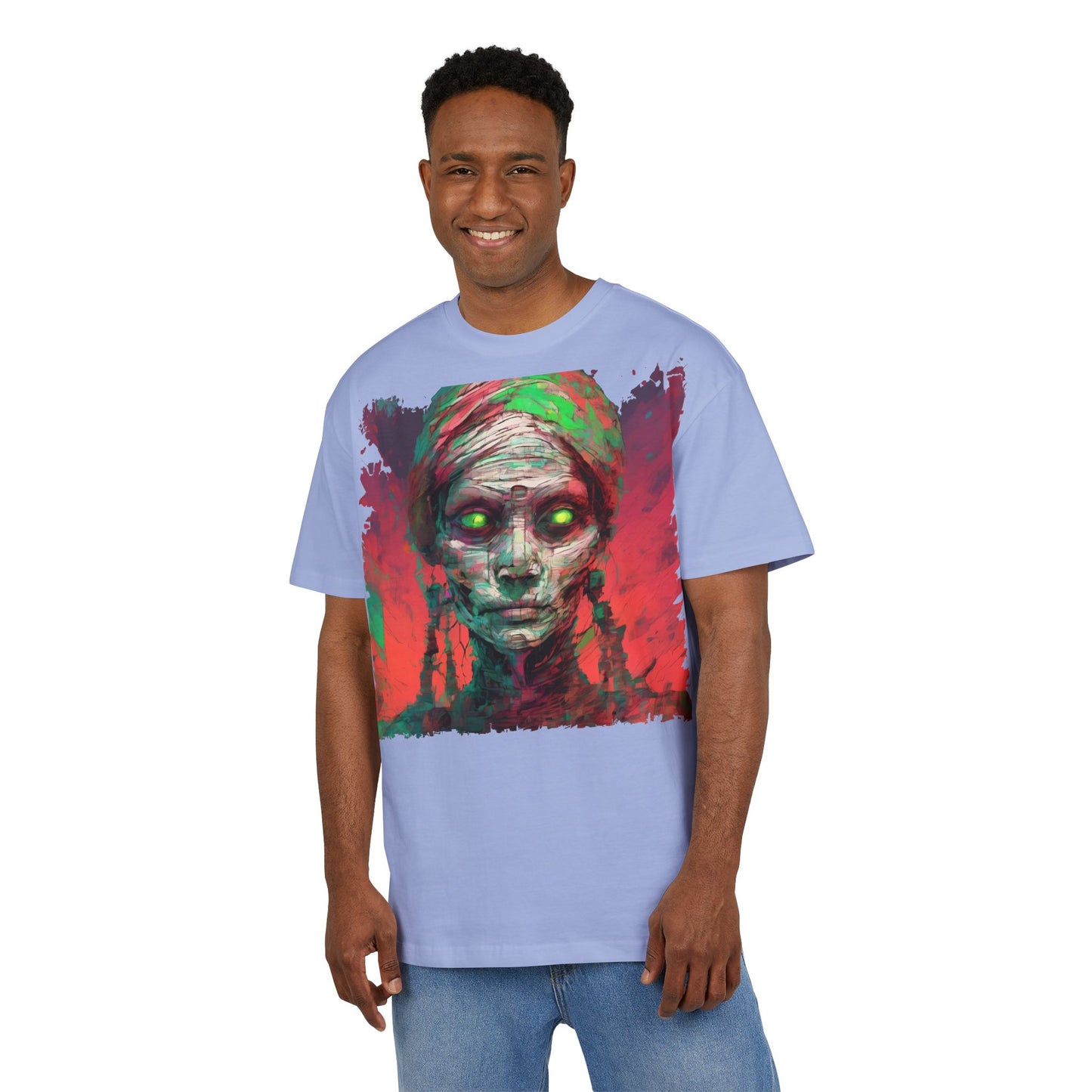 Horror-Inspired Unisex Oversize Tee, Spooky Graphic Shirt, Halloween Outfit, Unique Art Tee, Ghoulish Casual Wear, Perfect for Parties