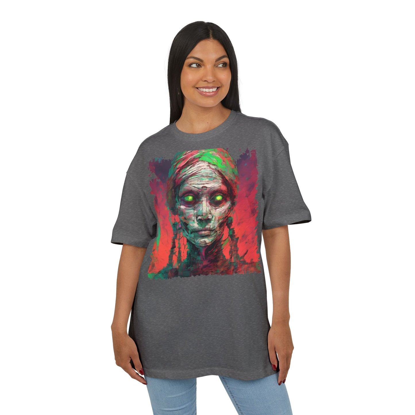 Horror-Inspired Unisex Oversize Tee, Spooky Graphic Shirt, Halloween Outfit, Unique Art Tee, Ghoulish Casual Wear, Perfect for Parties