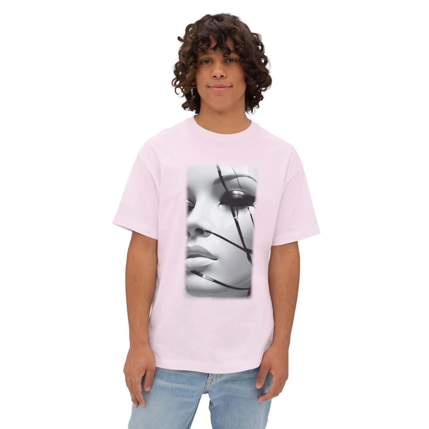 Chic Oversized Graphic Tee with Striking Design, Streetwear, Casual Style, Fashion Statement, Gift for Art Lovers