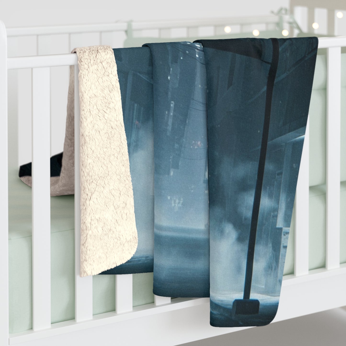 Cozy Urban Night Sherpa Fleece Blanket - Soft & Warm, Perfect for Home Decor
