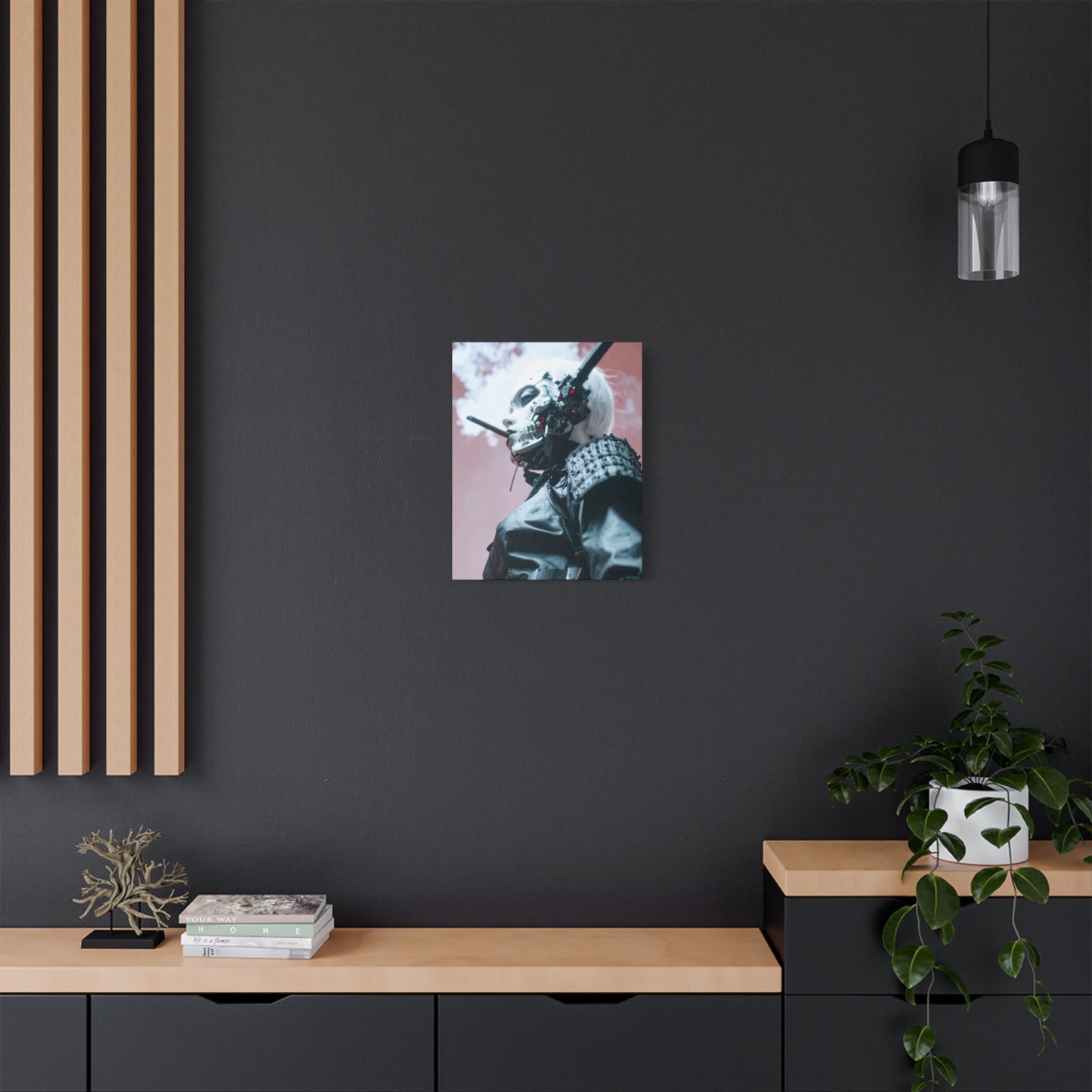 Futuristic Canvas Art, Cyberpunk Wall Decor, Modern Home Aesthetic, Unique Gift for Tech Lovers, Statement Piece for Any Room