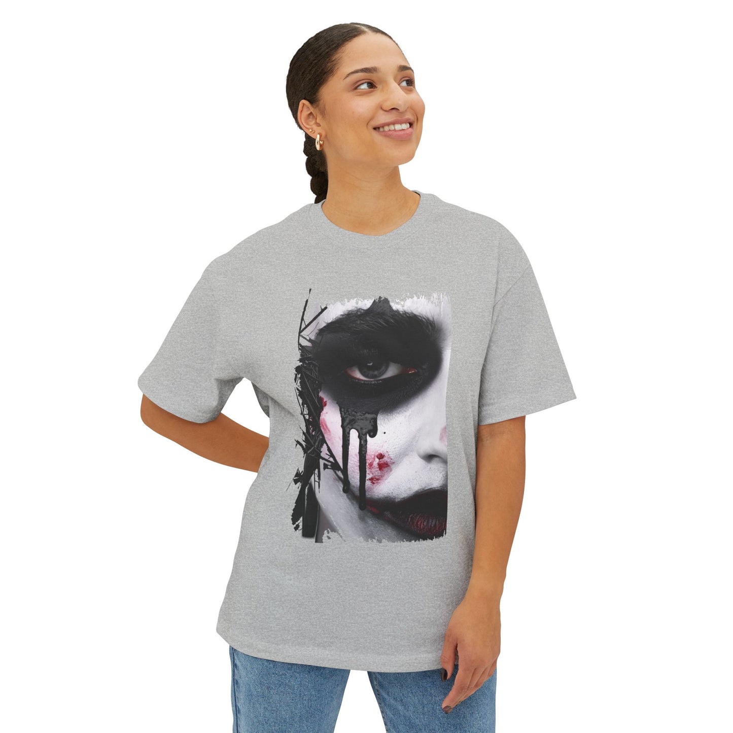 Gothic Art Oversized Tee, Unisex Graphic Shirt, Dark Art Apparel, Spooky Casual Fashion, Unique Streetwear